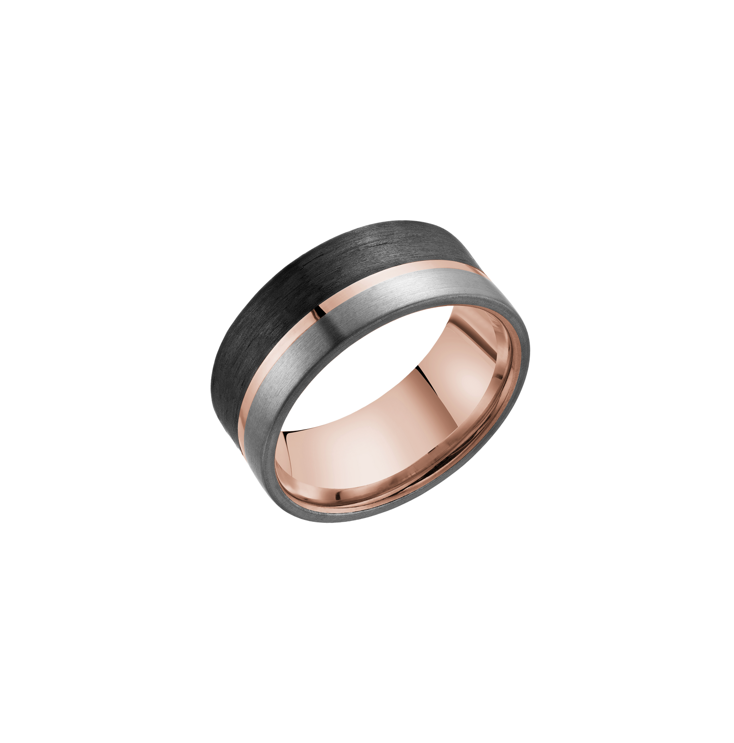 Rose Gold Wedding Band with Carbon Fiber and Tantalum
